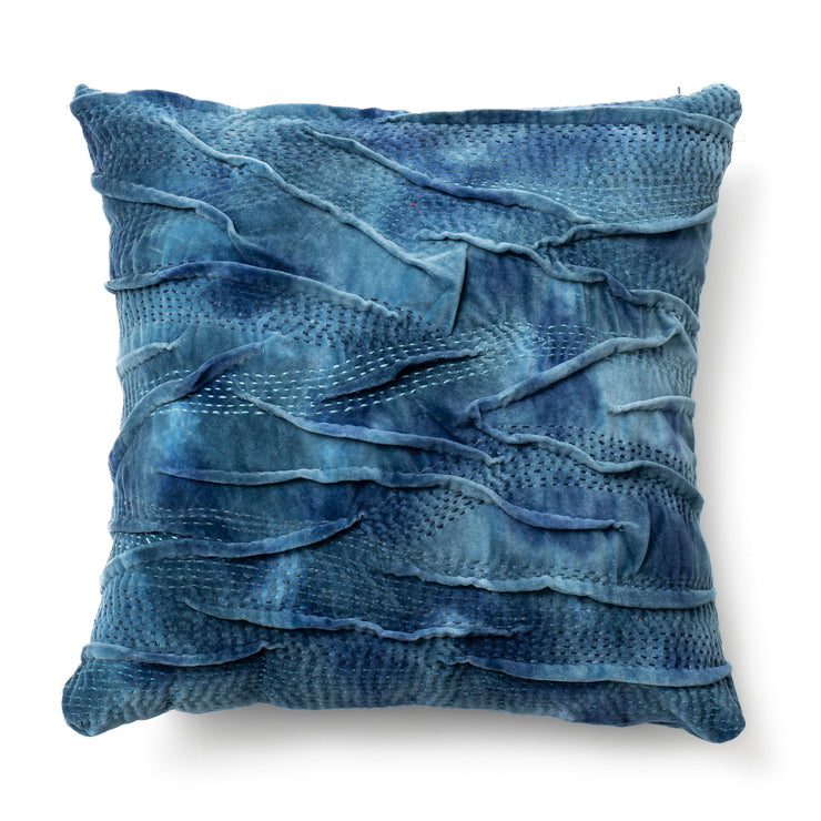 Night Sky Wavy Tuck Velvet Cushion