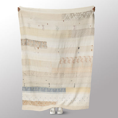 Jewels Stripe Patch Kantha Throw