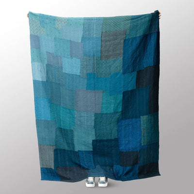 Night Sky Fray Patch Kantha Throw