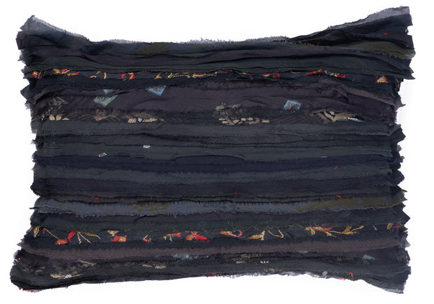 Wavy Stripe Vintage Patch Pillow Sham - Black