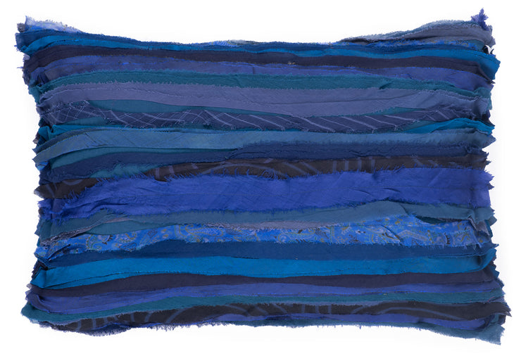 Wavy Stripe Vintage Patch Pillow Sham - Blue