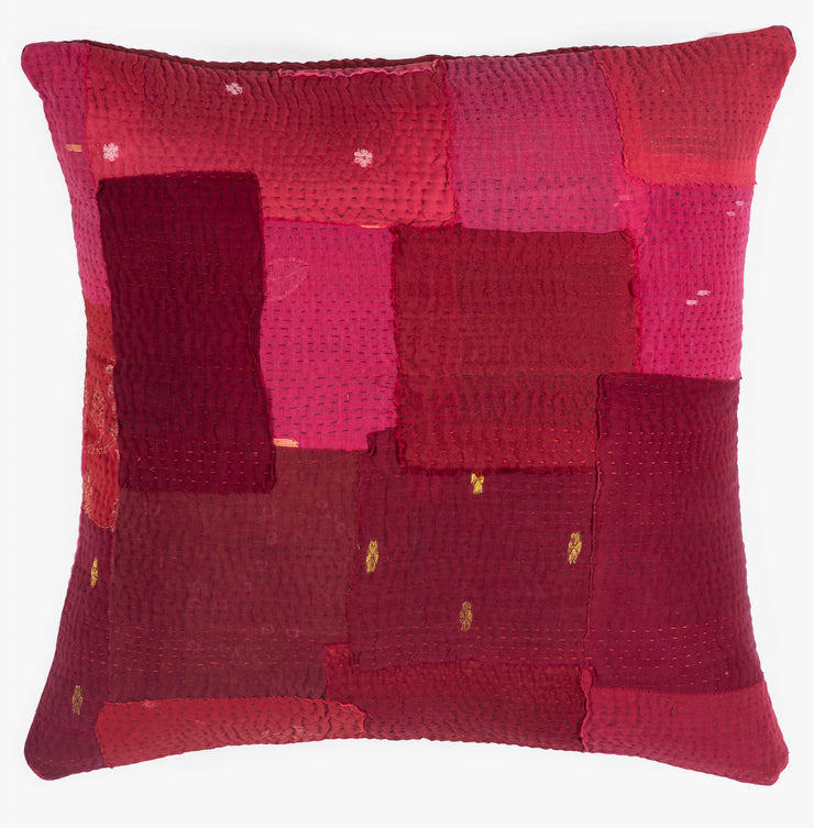 Landscape Handmade Vintage Kantha Pillow Sham - Red