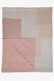 Mosaic Fray Handmade Vintage Kantha Throw - Dusty Pink