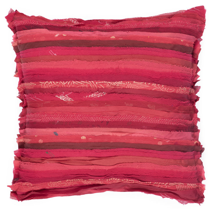 Wavy Stripe Vintage Patch Pillow Sham - Red