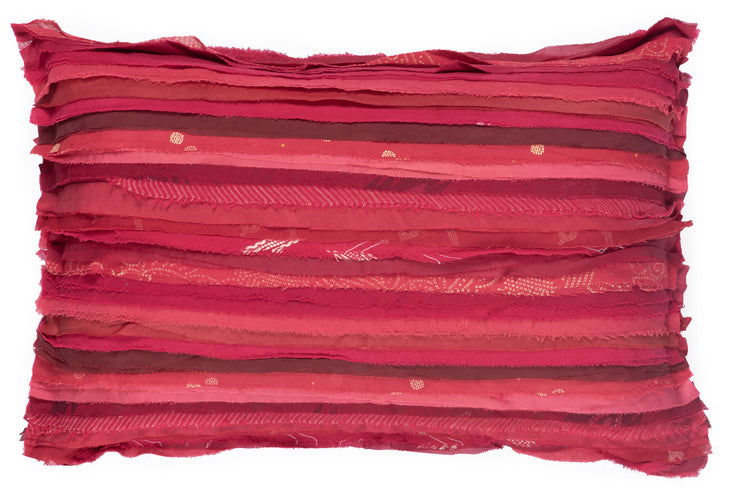 Wavy Stripe Vintage Patch Pillow Sham - Red