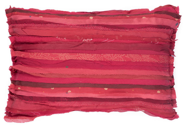 Wavy Stripe Vintage Patch Pillow Sham - Red