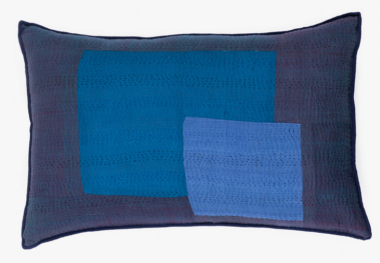 Landscape Handmade Vintage Kantha Pillow Sham - Blue