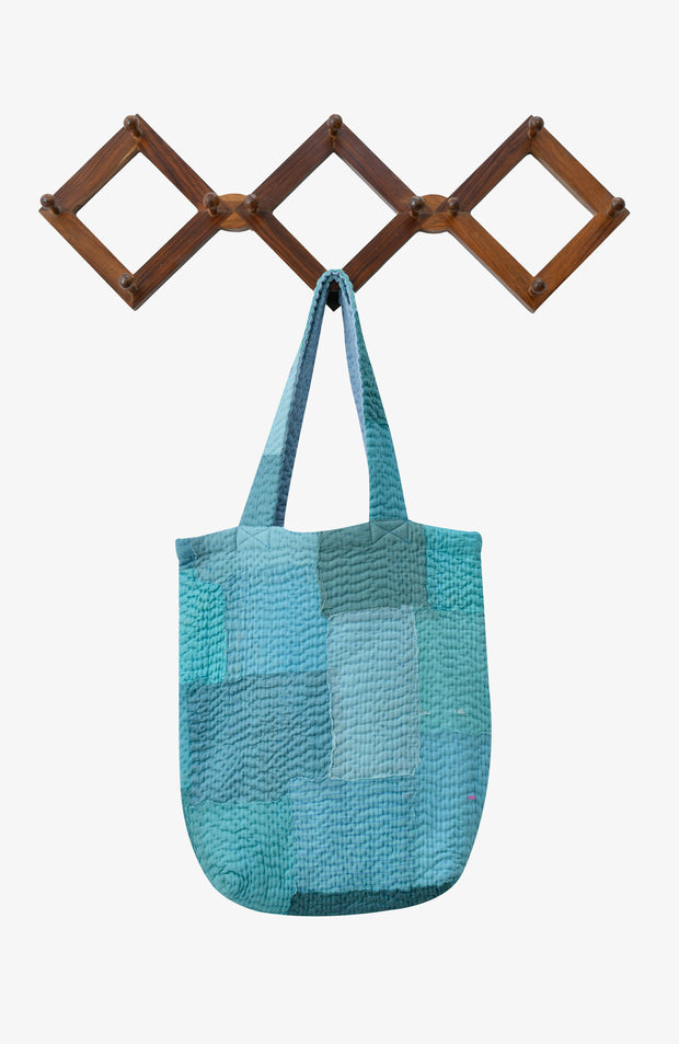 Mosaic Fray Handmade Vintage Kantha Tote Bag - Cornflower