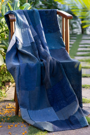 Landscape Handmade Vintage Kantha Throw - Blue