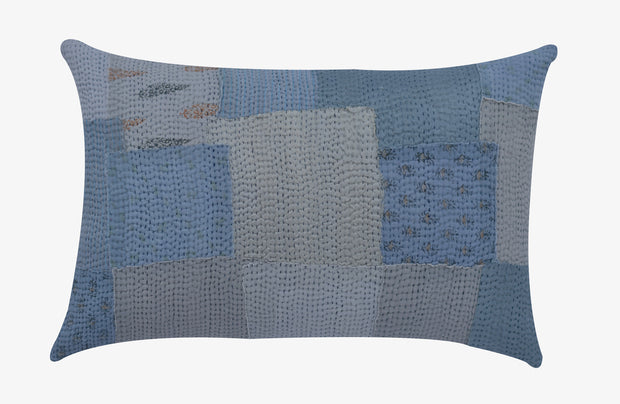 Mosaic Fray Handmade Vintage Kantha Pillow Sham - Hydrangea