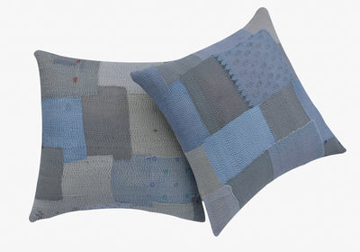 Mosaic Fray Handmade Vintage Kantha Pillow Sham - Hydrangea