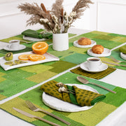 Mosaic Fray Handmade Vintage Kantha Napkin Set - Lime Green