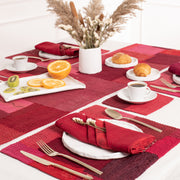Landscape Handmade Vintage Kantha Napkin Set - Red